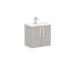 VitrA Root Flat Lavabo Dolabı, 60 cm, İki Kapaklı, Dar, Yuvarlak Lavabo, Parlak Sahra Beji