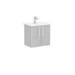 VitrA Root Flat Lavabo Dolabı, 60 cm, İki Kapaklı, Dar, Yuvarlak Lavabo, Parlak İnci Grisi - Görsel 2