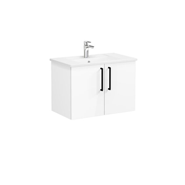 VitrA Root Flat Lavabo Dolabı, 80 cm, İki Kapaklı, Köşeli Lavabo, Parlak Beyaz