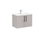 VitrA Root Flat Lavabo Dolabı, 80 cm, İki Kapaklı, Köşeli Lavabo, Parlak Sahra Beji