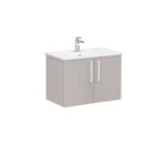 VitrA Root Flat Lavabo Dolabı, 80 cm, İki Kapaklı, Köşeli Lavabo, Parlak Sahra Beji - Görsel 3