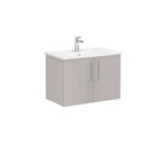 VitrA Root Flat Lavabo Dolabı, 80 cm, İki Kapaklı, Köşeli Lavabo, Parlak Sahra Beji - Görsel 2