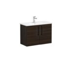 VitrA Root Flat Lavabo Dolabı, 80 cm, İki Kapaklı, Dar, Yuvarlak Lavabo, Ceviz - Görsel 3