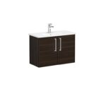 VitrA Root Flat Lavabo Dolabı, 80 cm, İki Kapaklı, Dar, Yuvarlak Lavabo, Ceviz - Görsel 2