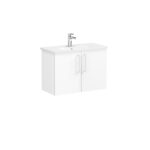 VitrA Root Flat Lavabo Dolabı, 80 cm, İki Kapaklı, Dar, Yuvarlak Lavabo, Parlak Beyaz - Görsel 2