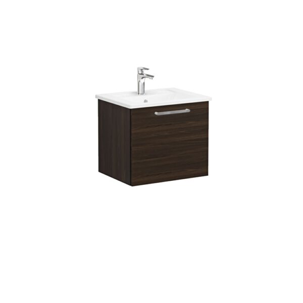 VitrA Root Flat Lavabo Dolabı, 60 cm, Bir Çekmeceli, Köşeli Lavabo, Ceviz