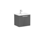 VitrA Root Flat Lavabo Dolabı, 60 cm, Bir Çekmeceli, Köşeli Lavabo, Parlak Antrasit - Görsel 2