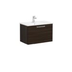 VitrA Root Flat Lavabo Dolabı, 80 cm, Bir Çekmeceli, Köşeli Lavabo, Ceviz - Görsel 3