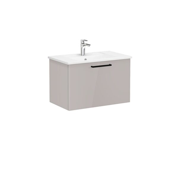 VitrA Root Flat Lavabo Dolabı, 80 cm, Bir Çekmeceli, Köşeli Lavabo, Parlak Sahra Beji