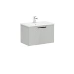 VitrA Root Flat Lavabo Dolabı, 80 cm, Bir Çekmeceli, Köşeli Lavabo, Parlak İnci Grisi
