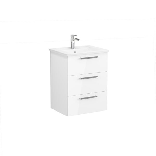 VitrA Root Groove Lavabo Dolabı, 100 cm, İki Kapaklı, Yuvarlak Lavabo, Mat Açık Gri