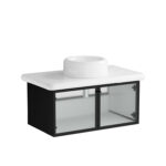 VitrA Liquid Lavabo Dolabı, 100 cm, Çizgili Cam Kapaklı