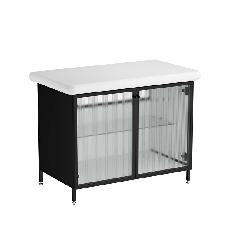 66741_01_677822953ef4f34d05abaa19cf49a5e7d51a7d58-1.jpg VitrA Liquid Lavabo Dolabı, 100 cm, Çizgili Cam Kapaklı, Ayaklı - Görsel 1