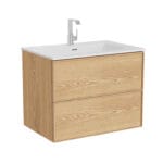 VitrA Metropole Edge Lavabo Dolabı, 80 cm, İki Çekmeceli, Etajerli Lavabolu, Açık Meşe