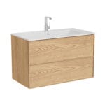 VitrA Metropole Edge Lavabo Dolabı, 100 cm, İki Çekmeceli, Etajerli Lavabolu, Açık Meşe