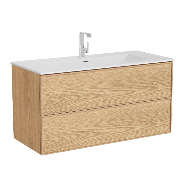 67138_d765f4b07fb86da4323ebabd074c4a858baa0430-1.jpg VitrA Metropole Edge Lavabo Dolabı, 120 cm, İki Çekmeceli, Etajerli Lavabolu, Açık Meşe - Görsel 1