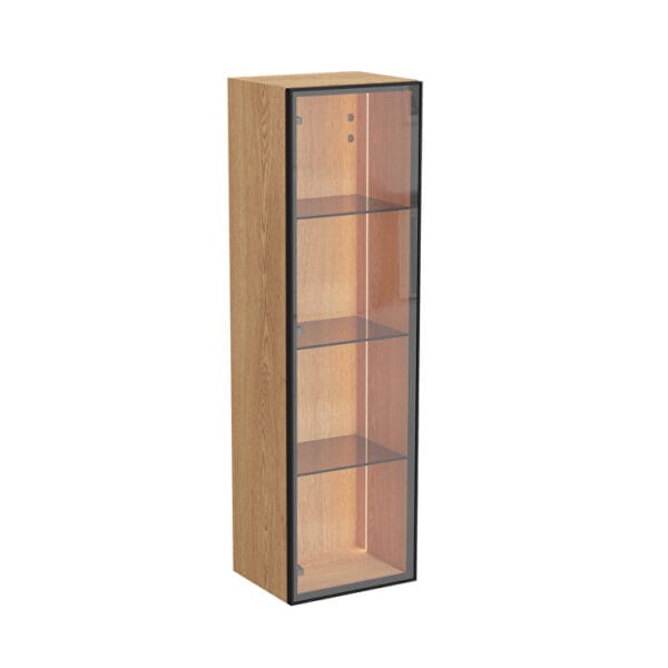 VitrA Metropole Edge Boy Dolabı, 35 cm, Cam Kapaklı, Kısa, Açık Meşe, Sol