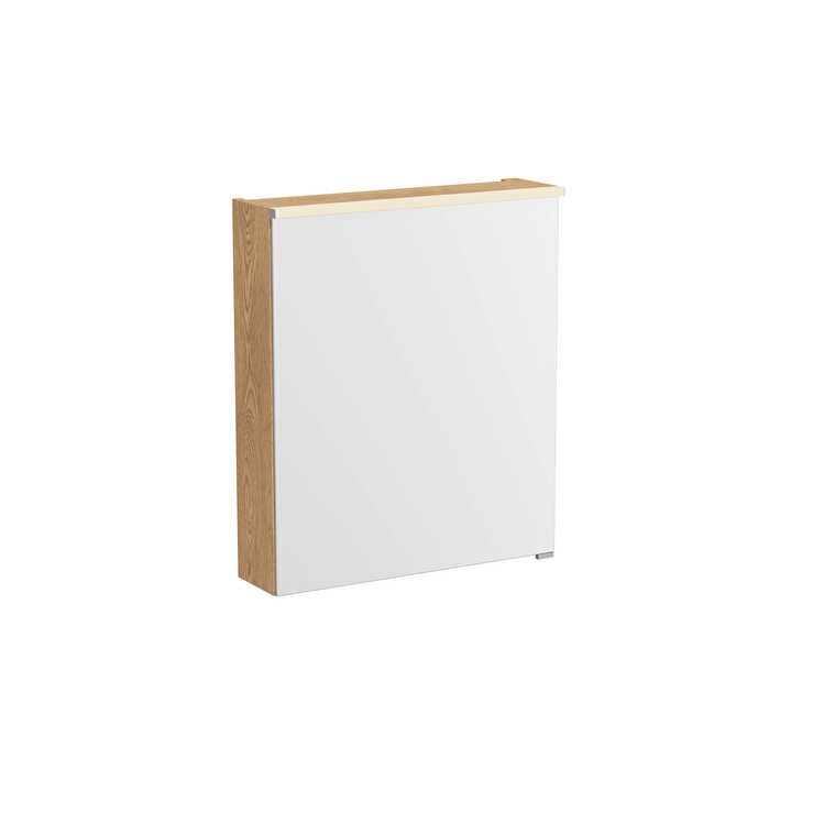 67145-1.jpg VitrA Metropole Edge Dolaplı Ayna, 60 cm, Aydınlatmalı, Açık Meşe, Sol - Görsel 1
