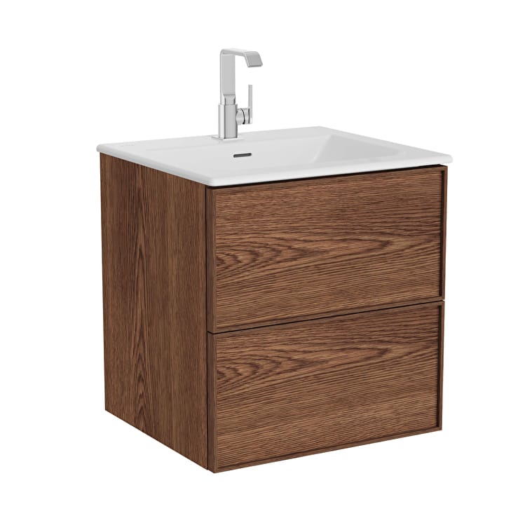 67154_dce45dfbd9fbfe15b78a7a1a013735218b2521eb-1.jpg VitrA Metropole Edge Lavabo Dolabı, 60 cm, İki Çekmeceli, Etajerli Lavabolu, Ceviz - Görsel 1