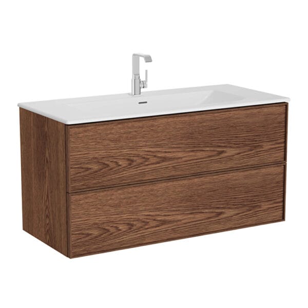 VitrA Metropole Edge Lavabo Dolabı, 120 cm, İki Çekmeceli, Etajerli Lavabolu, Ceviz