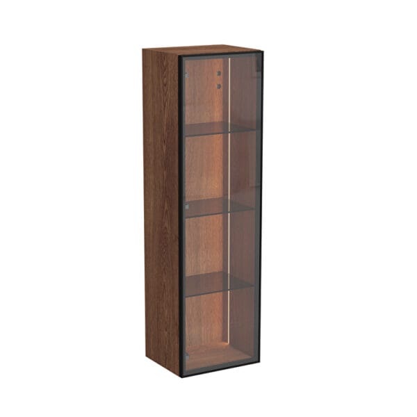 VitrA Metropole Edge Boy Dolabı, 35 cm, Cam Kapaklı, Kısa, Ceviz, Sol