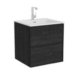 VitrA Metropole Edge Lavabo Dolabı, 60 cm, İki Çekmeceli, Etajerli Lavabolu, Siyah Meşe
