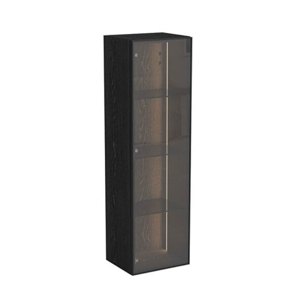 VitrA Metropole Edge Boy Dolabı, 35 cm, Cam Kapaklı, Kısa, Siyah Meşe, Sol