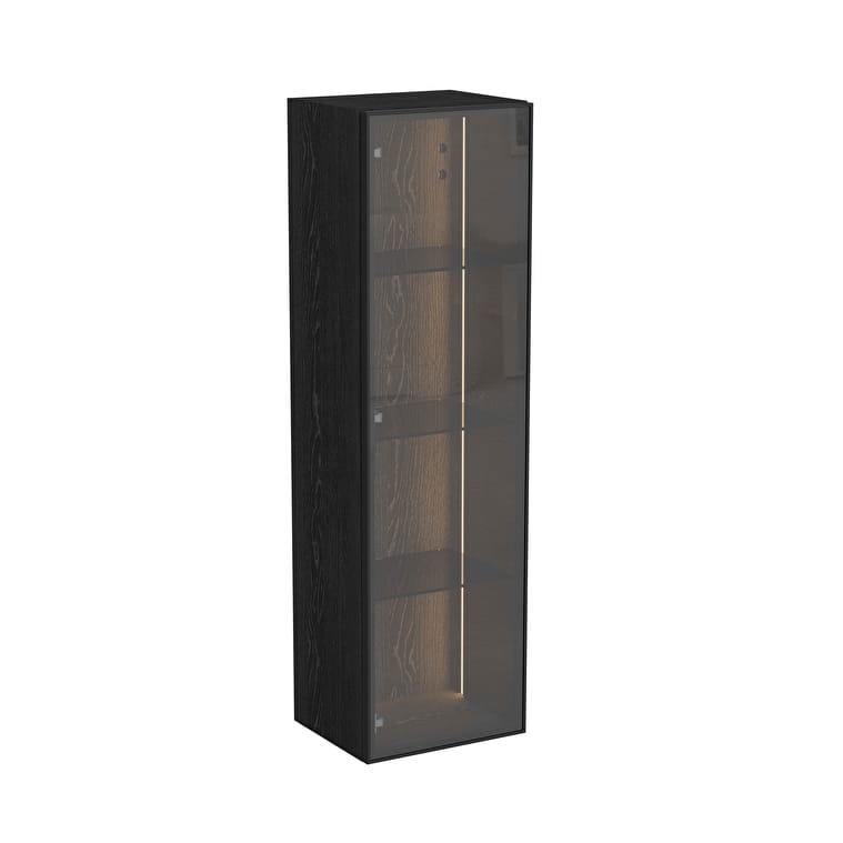 67199_b517906497833b95edc2f5d747ae0824e9183210-1.jpg VitrA Metropole Edge Boy Dolabı, 35 cm, Cam Kapaklı, Kısa, Siyah Meşe, Sol - Görsel 1