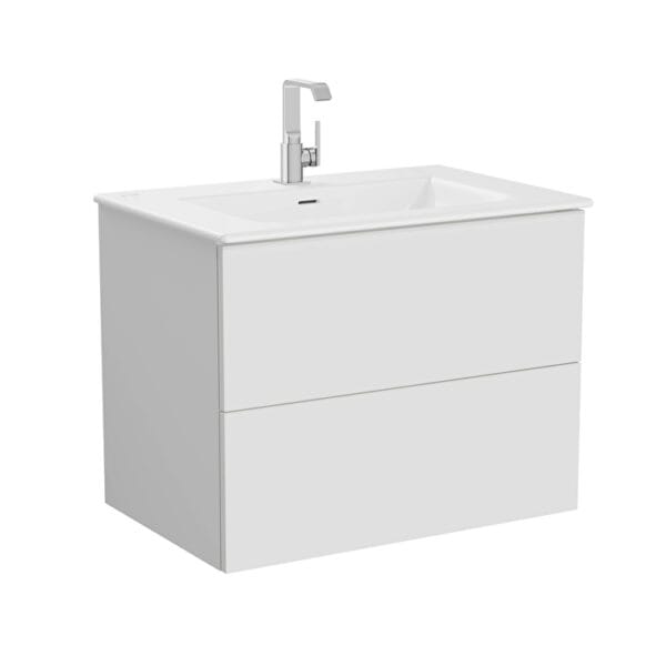 VitrA Metropole Pure Lavabo Dolabı, 80 cm, İki Çekmeceli, Etajerli Lavabolu, Mat Açık Gri