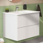VitrA Metropole Pure Lavabo Dolabı, 80 cm, İki Çekmeceli, Etajerli Lavabolu, Mat Açık Gri - Görsel 4