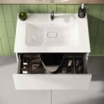 VitrA Metropole Pure Lavabo Dolabı, 80 cm, İki Çekmeceli, Etajerli Lavabolu, Mat Açık Gri - Görsel 6