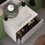 VitrA Metropole Pure Lavabo Dolabı, 80 cm, İki Çekmeceli, Etajerli Lavabolu, Mat Açık Gri - Görsel 10