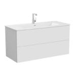 VitrA Metropole Pure Lavabo Dolabı, 120 cm, İki Çekmeceli, Etajerli Lavabolu, Mat Açık Gri
