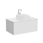 VitrA Metropole Pure Lavabo Dolabı, 80 cm, Bir Çekmeceli, Çanak Lavabo Ve Seramik Tezgahlı, Mat Açık Gri