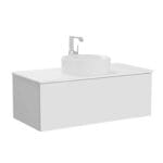 VitrA Metropole Pure Lavabo Dolabı, 100 cm, Bir Çekmeceli, Çanak Lavabo Ve Seramik Tezgahlı, Mat Açık Gri