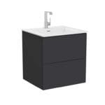 VitrA Metropole Pure Lavabo Dolabı, 60 cm, İki Çekmeceli, Etajerli Lavabolu, Mat Grafit