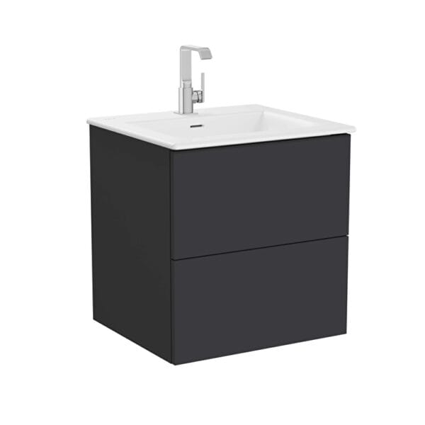 VitrA Metropole Pure Lavabo Dolabı, 60 cm, İki Çekmeceli, Etajerli Lavabolu, Mat Grafit