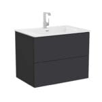 VitrA Metropole Pure Lavabo Dolabı, 80 cm, İki Çekmeceli, Etajerli Lavabolu, Mat Grafit