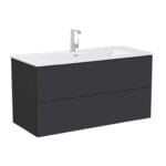VitrA Metropole Pure Lavabo Dolabı, 120 cm, İki Çekmeceli, Etajerli Lavabolu, Mat Grafit
