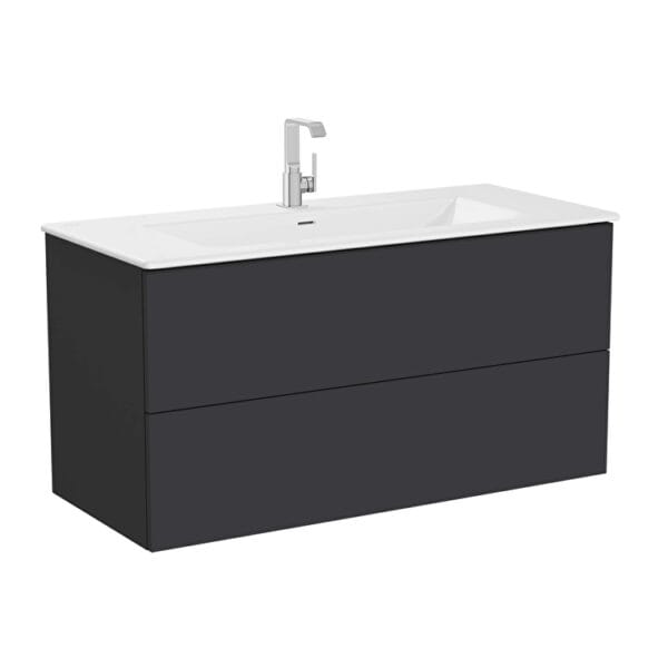 VitrA Metropole Pure Lavabo Dolabı, 120 cm, İki Çekmeceli, Etajerli Lavabolu, Mat Grafit