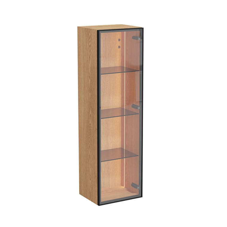 67250_87aa35e65ee591d6341a4ab20315e7ce16cd5dec-1.jpg VitrA Metropole Edge Boy Dolabı, 35 cm, Cam Kapaklı, Kısa, Açık Meşe, Sağ - Görsel 1