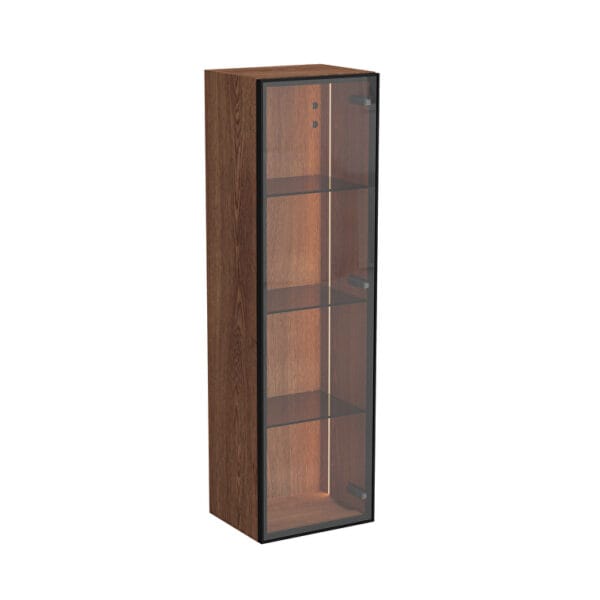 VitrA Metropole Edge Boy Dolabı, 35 cm, Cam Kapaklı, Kısa , Ceviz, Sağ