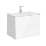 VitrA Metropole Pure Lavabo Dolabı, 80 cm, İki Çekmeceli, Etajerli Lavabolu, Parlak Beyaz