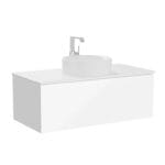 VitrA Metropole Pure Lavabo Dolabı, 100 cm, Bir Çekmeceli, Çanak Lavabo Ve Seramik Tezgahlı, Parlak Beyaz