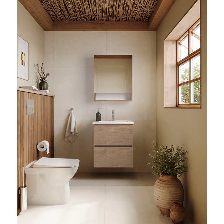 VitrA Mia Plus Square Lavabo Dolabı, 60 cm, İki Çekmeceli, Altın Meşe - Görsel 2