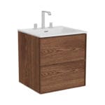 VitrA Metropole Edge Lavabo Dolabı, 60 cm, İki Çekmeceli, Etajerli Lavabolu, Üç Armatür Delikli, Ceviz