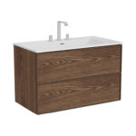 VitrA Metropole Edge Lavabo Dolabı, 100 cm, İki Çekmeceli, Etajerli Lavabolu, Üç Armatür Delikli, Ceviz