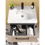 VitrA Root Flat Lavabo Dolabı, 60 cm, İki Çekmeceli, Dar, Yuvarlak Lavabo, Parlak Sahra Beji - Görsel 8