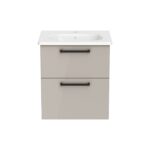 VitrA Root Flat Lavabo Dolabı, 60 cm, İki Çekmeceli, Dar, Yuvarlak Lavabo, Parlak Sahra Beji - Görsel 5