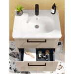 VitrA Root Flat Lavabo Dolabı, 60 cm, İki Çekmeceli, Dar, Yuvarlak Lavabo, Parlak Sahra Beji - Görsel 9